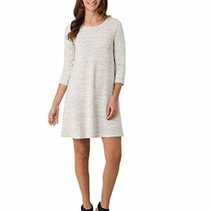 Hilary Radley French Terry Swing Dress, XXL, 2X, 3/4 Sleeve, Oatmeal, Space Dye